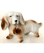 Vintage Spaniel Dog Figurine Brown &amp; White Ceramic 2.5&quot;H, 4.5&quot;L Japan EUC - £7.88 GBP
