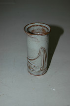 Neat Ceramic Pottery Handmade Vase Sailboat Deisgn 4.5 Inch Tall Mini - $16.99