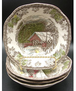 Johnson Brothers Friendly Village 4 Cereal Bowls Soup Covered Bridge Fin... - £17.69 GBP