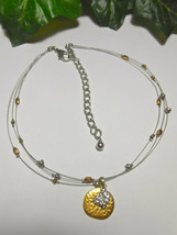 Chico's Heart necklace two tone gold and silver paved Rhinestones - $5.50