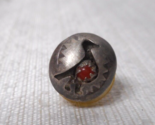 Tiny Round Silver Native American Thunderbird SINGLE Earring Red Stone READ - $12.87
