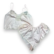 Vtg Victoria’s Secret Pale Pink Satin Camisole Flutter Shorts Set Lace T... - £29.98 GBP