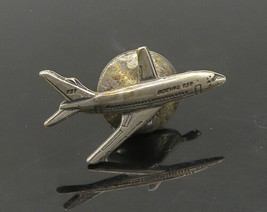 925 Sterling Silver - Vintage Petite Dark Tone Airplane Lapel Pin - TR3018 - £23.16 GBP