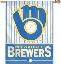 Wincraft Milwaukee Brewers 27x37 Vertical Retro Banner Ball & Glove Design New - $32.42
