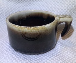 Pfaltzgraff Gourmet Brown Drip Hooked Handled Flat Coffee Cup Mug USA Vintage - £5.12 GBP
