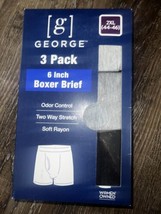 George 3-Pack Mens Boxer Brief Underwear Rayon Blend 6&quot; Stretch (B), 2XL (44-46) - £13.15 GBP