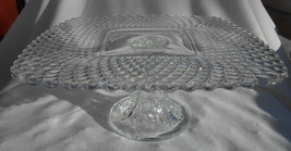 Smith Glass Diamond Pedestal Cake Plate Stand Salver #650 10 1/2&quot; X 4&quot; Tall Clea - £37.67 GBP