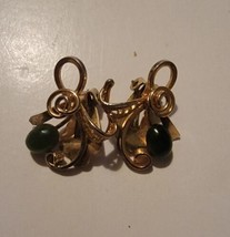 Vintage Earrings Black And Gold Tone Clip On - $15.82