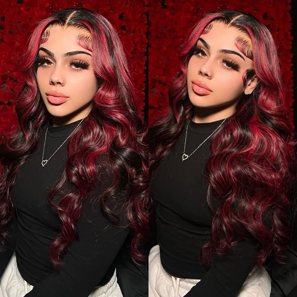 Burgundy Lace Front Wigs Human Hair 1B/99J Colored Body Wave 13X4 Human Ha - £89.68 GBP+