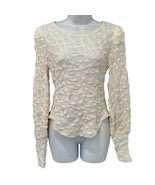 Anthropologie Textured Popcorn Ivory Long Bishop Sleeve Blouse Top sz S ... - €20,00 EUR