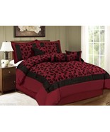 QUEEN Bed in a Bag 7 pcs Luxurious Comforter Bedding Ensemble Set Leaf- ... - £43.86 GBP