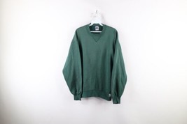 Vtg 90s Russell Athletic Mens Large Blank Thrashed Crewneck Sweatshirt Green USA - £34.42 GBP