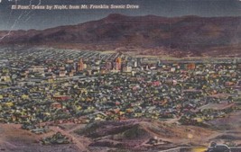El Paso Texas TX Night from Mt. Franklin Scenic Drive Postcard C09 - £2.39 GBP