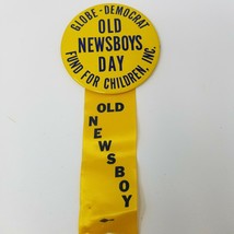 Pin St. Louis Globe Democrat Old Newsboys Day Vintage Large Yellow Blue  - $12.30