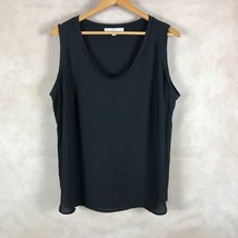 LOFT Plus Scoop Neck Semi Sheer Woven Black Sleeveless Top Size 18 - £8.44 GBP