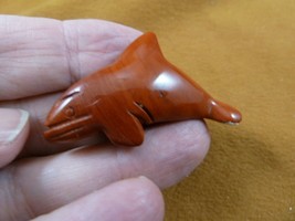 Y-WHA-KI-553) little baby Reda Jasper KILLER WHALE ORCA gemstone carving... - $14.01