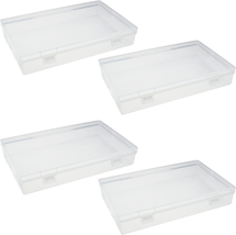 Thintinick 4 Pack Rectangular Clear Plastic Storage Containers Box with Hinged L - £24.66 GBP