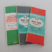Wrights J P Coats Lot of 3 Single Fold Bias Tape Binding Emerald Dk Grey Scarlet - £6.17 GBP