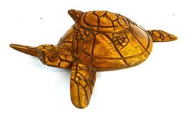Hand Carved Mahogany Turtle Family Mom And Baby Statue Sculpture Wall Art - £15.65 GBP