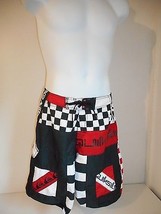 Quiksilver Men's Black Red White geo Board Shorts waist sz 33-34" - $27.99