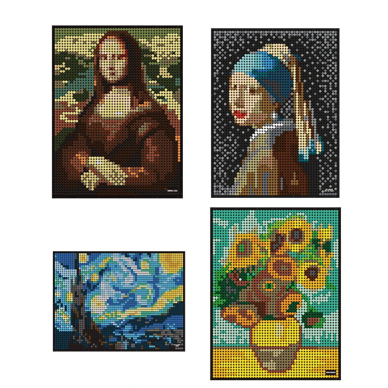 Mous painting series mona lisa girl with a pearl earring building blocks van gogh star thumbtall