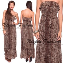 Forever21 Leopard Sheer Ruffle Top Flounce Tiered Chiffon Long Maxi Skir... - $79.99