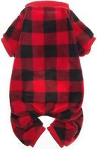 NEW Black &amp; Red Fleece PJs Buffalo Plaid Dog Pajamas Onesie sz M 16 inch... - £8.67 GBP