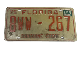 Vintage License Plate Tag Florida Sunshine State 1975 8WW  267 Man Cave ... - $23.36
