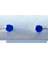 925 sterling silver 5mm  blue color crystal  earrings - £11.12 GBP