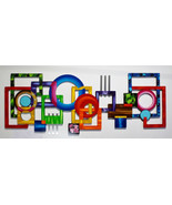 Vibrant Geometric Contemporary Modern Abstract Art Wood Wall Sculpture  - $1,918.74 CAD