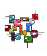 Serendipity Abstract Geometric Textured Wood with Metal Wall Suclpture 3... - $249.99