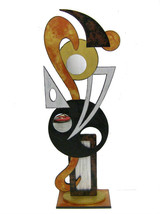Contemporary Modern Abstract Art wood and metal Odyssey Floor Sculpture - £497.79 GBP