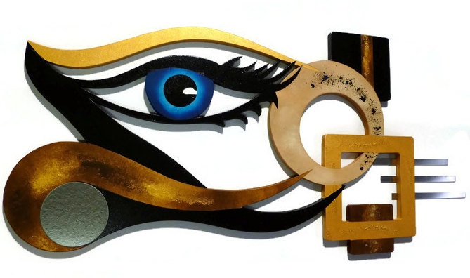 Primary image for Large Unique Custom All Seeing "Blue Iris" Abstract Eye Wooden Wall Sculpture