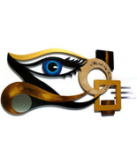 Unique Custom All Seeing &quot;Blue Iris&quot; Abstract Eye Wood Wall Sculpture- A... - £263.17 GBP
