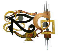 Unique Contemporary Abstract Art &quot;Eye of Horus&quot; Wall Sculpture Wood, Mirror, Met - £264.46 GBP