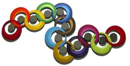 Colorful Contemporary Modern Circle Wall Sculpture with MIRRORS, please check ou - £290.96 GBP