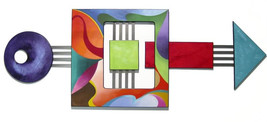 Colorful 3pc GEOMETRIC textured Modern Abstract Art Wall Sculpture - Wood with M - £343.72 GBP