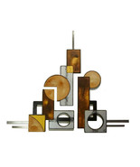 3 piece Geometrics in motion Abstract Art Wood Metal Wall Sculpture  - $349.78 CAD