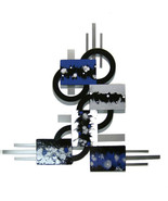 Blue Abstract Wood and metal Wall Sculpture, Modern Contemporary unique ... - £151.52 GBP