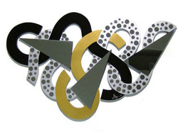 Large Unique Gold &amp; Silver Contemporary Abstract Mirror Sculpture for home offic - £239.75 GBP