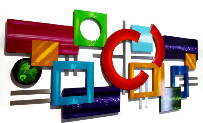 Contemporary Modern Geometric "Color Rush" Wooden Wall Sculpture, Wall art-Art69 Item image 2