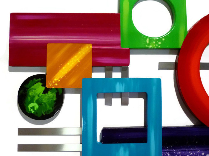 Contemporary Modern Geometric "Color Rush" Wooden Wall Sculpture, Wall art-Art69 Item image 3