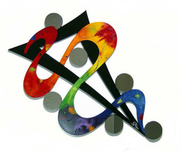 HUGE 58x35 Colorful Rainbow Unique Abstract Wood & Mirror Wall Sculpture-DivaArt - $549.99