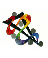 HUGE 58x35 Colorful Rainbow Unique Abstract Wood &amp; Mirror Wall Sculpture... - £431.50 GBP