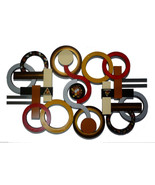 Abstract Wall Sculpture Contemporary Modern Geometric Circle Wood Metal ... - £275.21 GBP