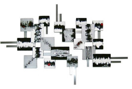 Monochrome Wall Sculpture-black white contemporary Abstract Geometric wall decor - £303.74 GBP