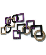 2pc LARGE Purple Passion Geometric Squares &amp; Circles design wall Sculpture - £283.08 GBP