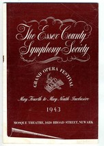 Essex County Symphony Society Program 1943 Grand Opera Festival  - £7.79 GBP
