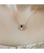 Pear Cut Simulated Sapphire Stunning Fancy Lotus Pendant 14k Yellow Gold... - $105.48