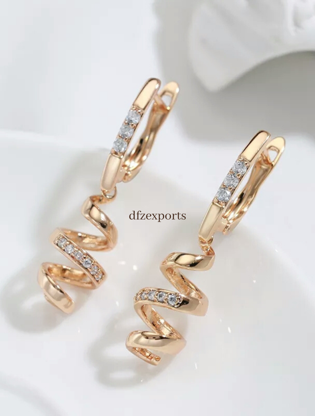 Primary image for Gold Drop Earrings For Women 925 Sterling Silver Swirl Moissanite Earrings Gift.